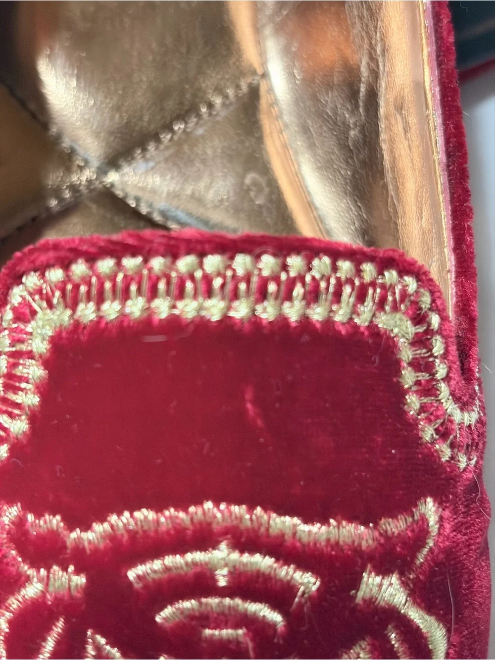 Red Velvet Embroidered Tiger Loafers - Women's size 9 FABULOUS!